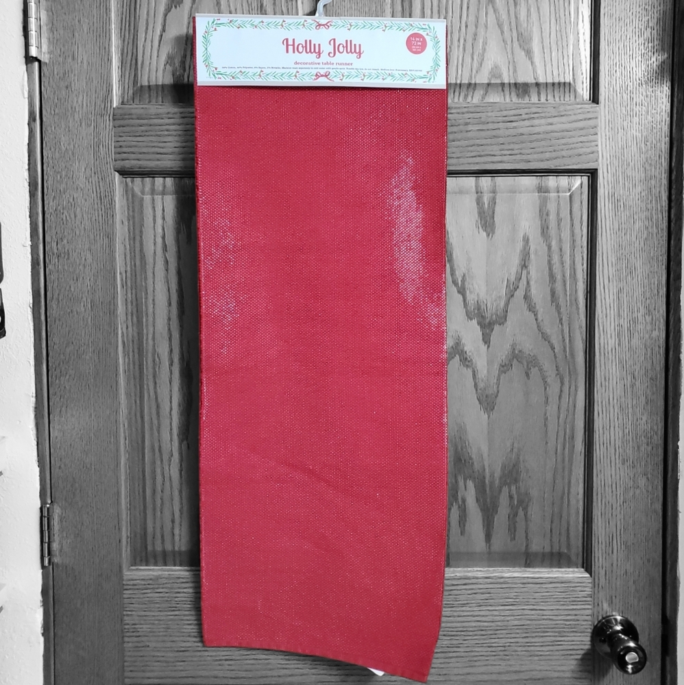 Holly Jolly Christmas Table Runner red